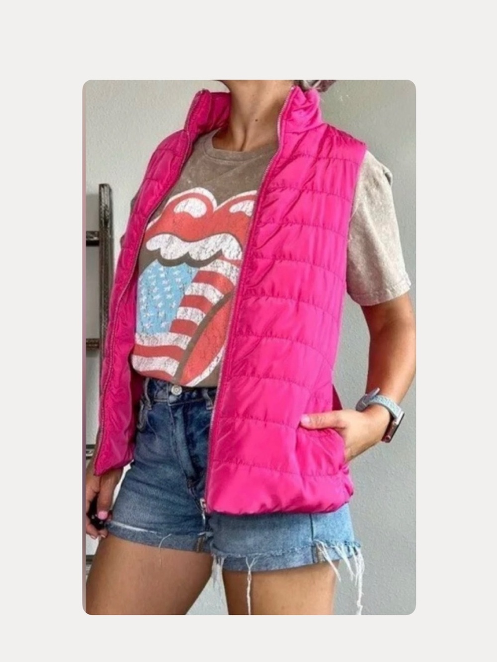 Michael Kors Pink Puffer Quilted Vest
